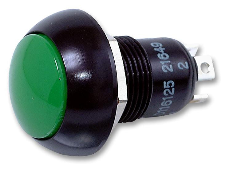 OTTO CONTROLS P3D116125 Pushbutton Switch, Off-(On), SPST-NC, 115 V, 28 V, 15 A, Quick Connect, Solder