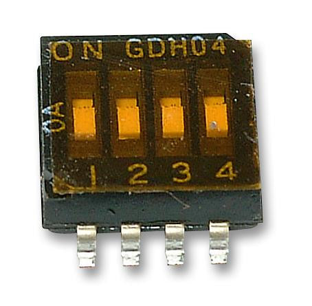 TE CONNECTIVITY GDH04S04 DIP / SIP Switch, 4 Circuits, SPST, SMD, GDH Series, DIP Sealed, 24 VDC