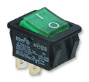 ARCOLECTRIC C1353AB0/1GRN Rocker Switch, Illuminated, DPST, On-Off, Green, Panel, 16 A