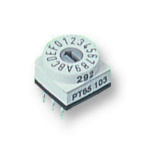 APEM PT65-106 Rotary Coded Switch, PT65 Series, Through Hole, 16 Position, 24 VDC, Hexadecimal Complement, 400 mA