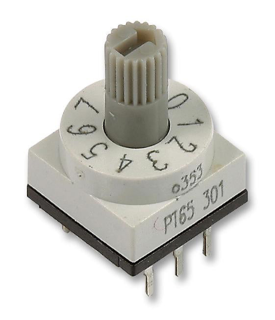 APEM PT65-301 Rotary Coded Switch, PT65 Series, Through Hole, 10 Position, 24 VDC, BCD, 400 mA