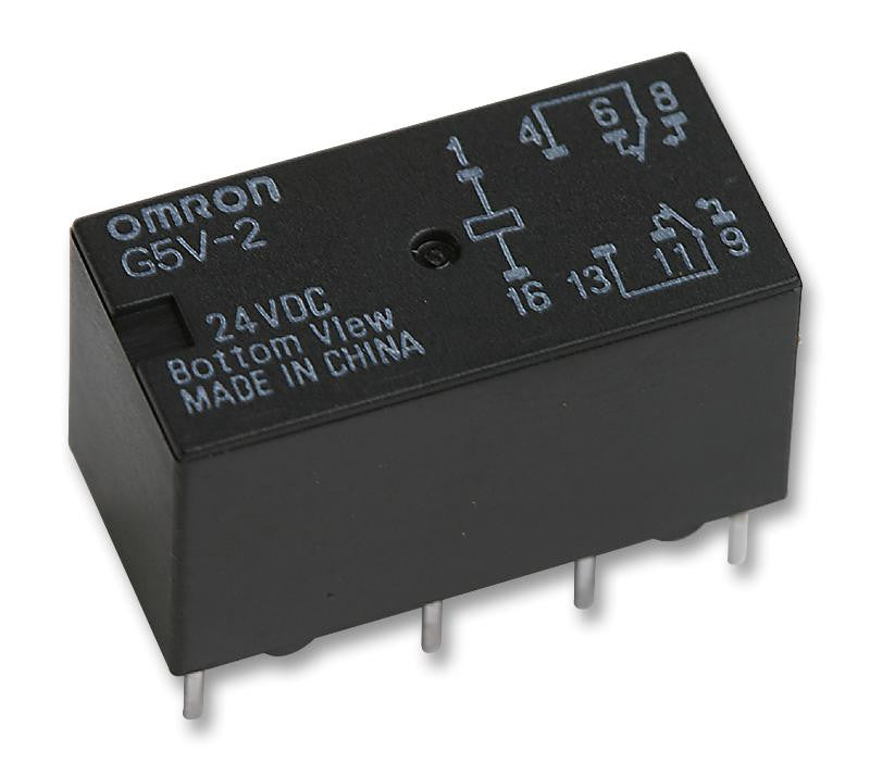 OMRON ELECTRONIC COMPONENTS G5V-2 24DC Signal Relay, DPDT, 24 VDC, 2 A, G5V-2 Series, Through Hole, Non Latching