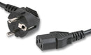 PRO ELEC PL09614 Mains Power Cord, CEE 7/7 Plug, IEC 60320 C13, 6.6 ft, 2 m, Black