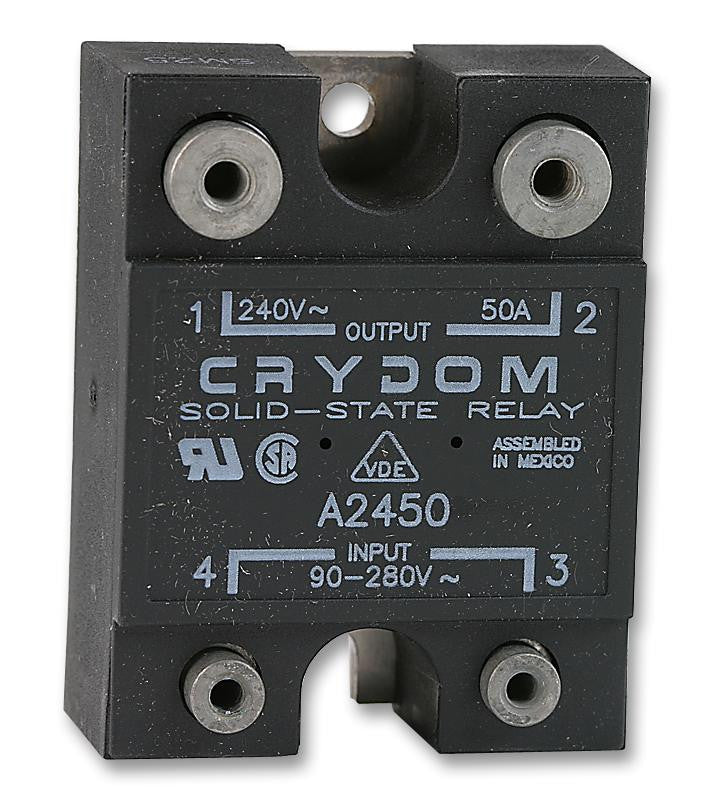 CRYDOM A2450 Solid State Relay, SPST-NO, 50 A, 280 VAC, Panel, Screw, Zero Crossing