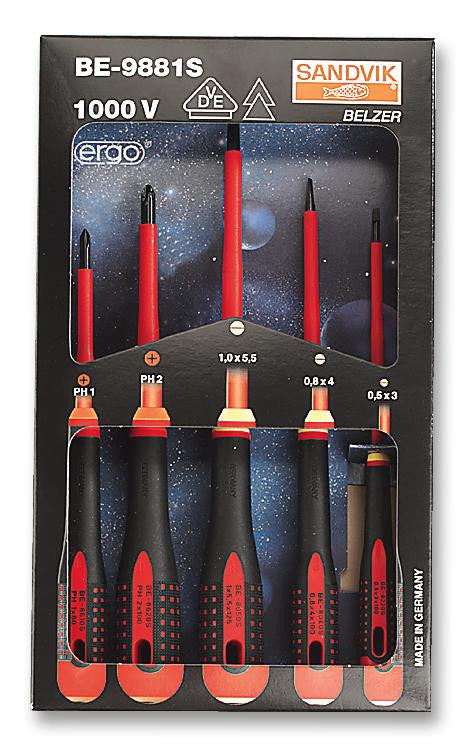 ERGO BAHCO BE-9881S SCREWDRIVER SET, VDE, 5PC