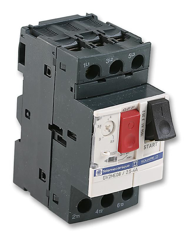 SCHNEIDER ELECTRIC / TELEMECANIQUE GV2ME08 Thermal Magnetic Circuit Breaker, GV2M Series, 690 VAC, 4 A, 3 Pole, DIN Rail