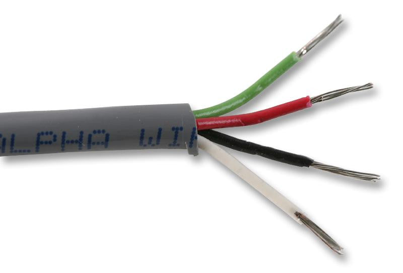 ALPHA WIRE 1174C SL005 Multicore Unscreened Cable, Control, Grey, 4 Core, 22 AWG, 0.34 mm&sup2;, 100 ft, 30.5 m