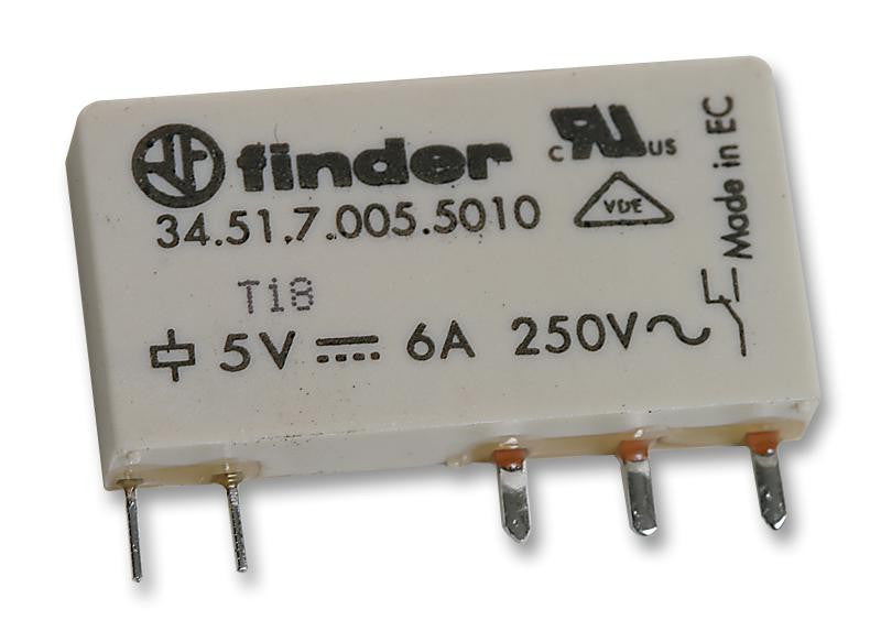 FINDER 34.51.7.005.5010 General Purpose Relay, 34 Series, SPDT, 5 VDC, 6 A