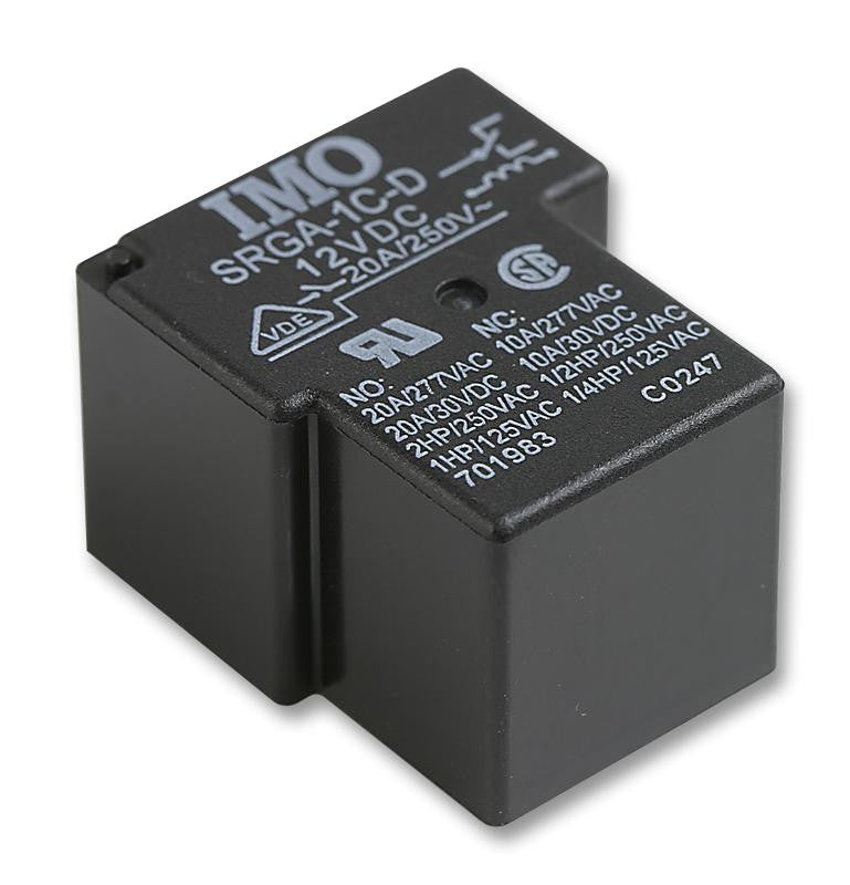 IMO PRECISION CONTROLS SRGA-1C-SL-12VDC General Purpose Relay, SRG Series, Power, Non Latching, SPDT, 12 VDC, 20 A