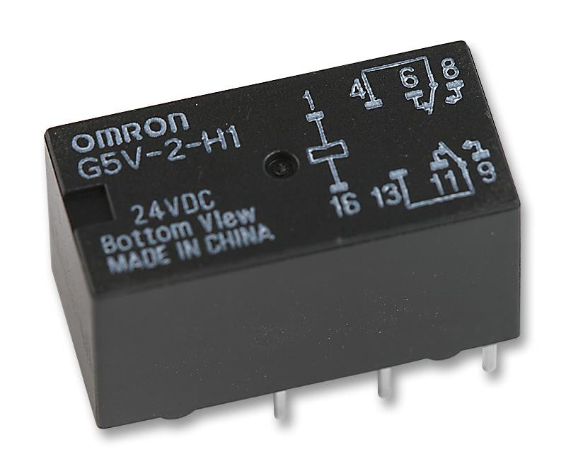 OMRON ELECTRONIC COMPONENTS G5V-2-H1 24DC Signal Relay, DPDT, 24 VDC, 1 A, G5V-2 Series, Through Hole, Non Latching