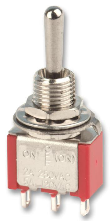 MULTICOMP 1MS3T1B1M1RE Toggle Switch, SPDT, Non Illuminated, On-Off-On, 1MS3T1B1M1 Series, Panel, 5 A