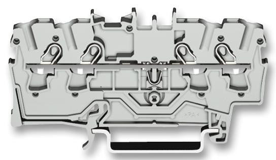 WAGO 2002-1404 DIN Rail Mount Terminal Block, 4 Ways, 800 V, 24 A, 22 AWG, 12 AWG, 4 mm&sup2;