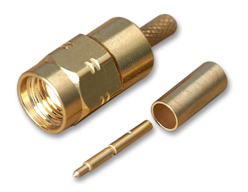 RADIALL R124075323 RF / Coaxial Connector, SMA Coaxial, Straight Plug, Crimp, 50 ohm, RG58, RG141, Brass