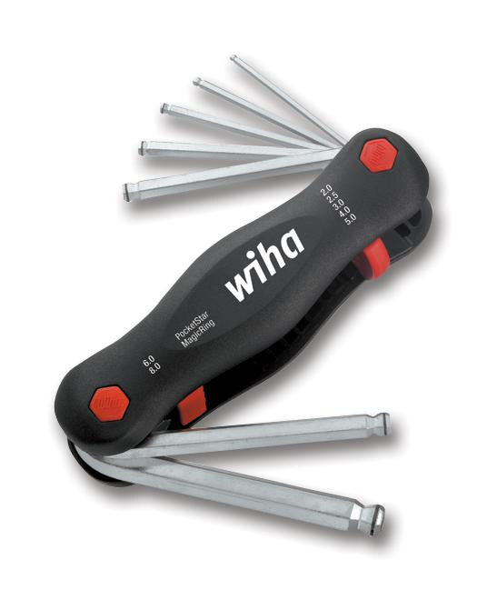 WIHA 23031 Hex Key Set, Ball-End, Fold-Out Holder, MagicRing&iuml;&iquest;&frac12;, 2mm to 8mm, 7 Pieces
