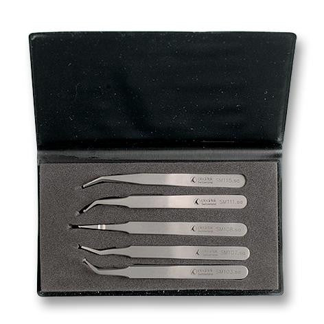 IDEAL-TEK K5SMDF.IT 5 Piece High Precision SMD Tweezer Set