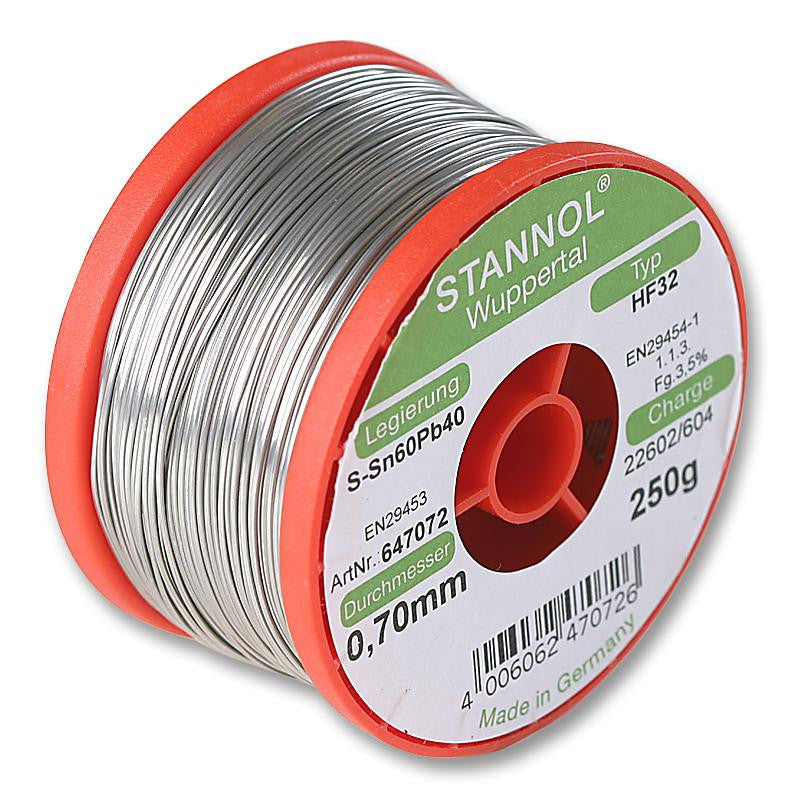 STANNOL HF32 3500 1,0MM 250G Solder Wire, 60/40, 1mm Diameter, 183&deg;C, 250g