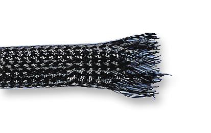 PRO POWER PETBK6BG5 Sleeving, Expandable, Braided, 5 m, 16.4 ft, 6 mm, PE (Polyester), Black