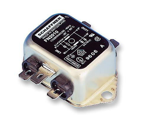 SCHAFFNER FN2010-16-06 Power Line Filter, Chassis, 0.1 &micro;F, 250 VAC, 16 A, General Purpose, Quick Connect, 700 &micro;H