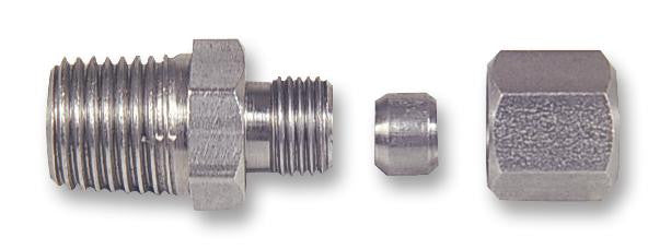 LABFACILITY FC-133 Compression Gland, 1/8" BSPT Tapered Thread, Stainless Steel, 3 mm Probes