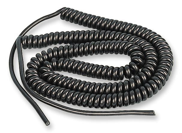 PRO SIGNAL AV01485 Audio / Video Cable Assembly, Retractile Coiled, Free Ends, 19 ft, 6 m, Black