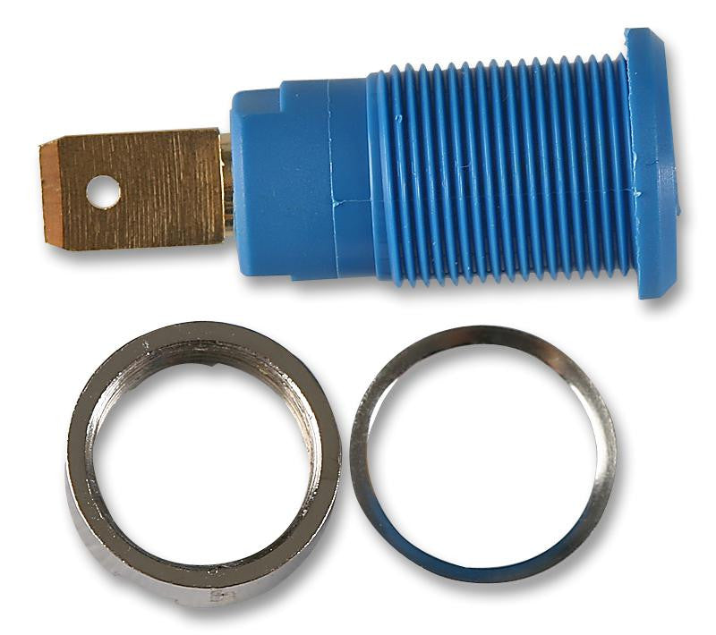 STAUBLI 23.3060-23 Banana Test Connector, 4mm, Jack, Panel Mount, 32 A, 1 kV, Gold Plated Contacts, Blue