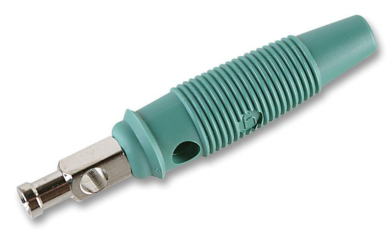 HIRSCHMANN TEST AND MEASUREMENT 930727104 Banana Test Connector, 4mm, Plug, Cable Mount, 30 A, 60 V, Nickel Plated Contacts, Green