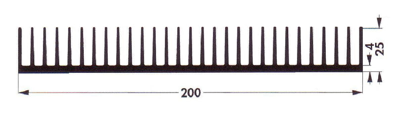 FISCHER ELEKTRONIK SK 42/75 SA Heat Sink, Standard Extruded, Black Anodized, 1.65 &deg;C/W, 25 mm, 200 mm, 75 mm