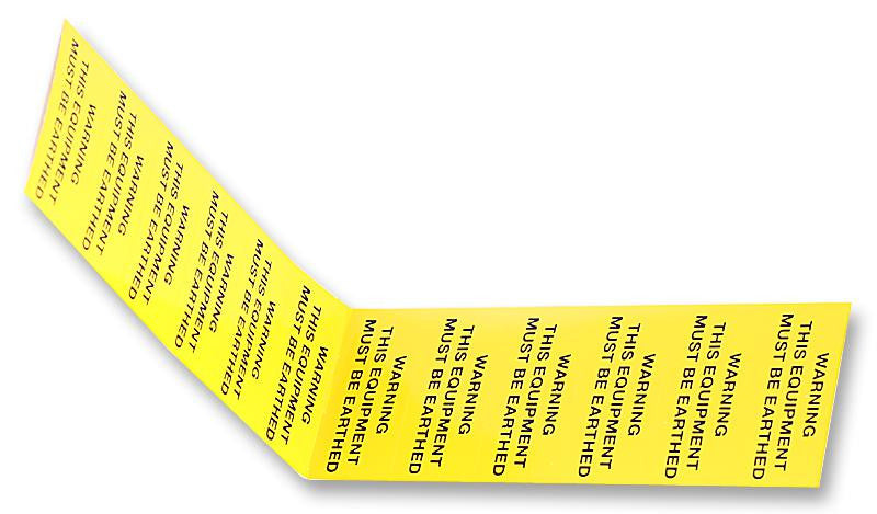 TE CONNECTIVITY 13030 Label, Warning, Earth, Vinyl, Black on Yellow, Self Adhesive, 19mm x 40mm, Card of 12