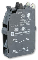 SCHNEIDER ELECTRIC / TELEMECANIQUE ZBE205 Contact Block, 1NO/1NC, 10 A, 600 V, 1 Pole