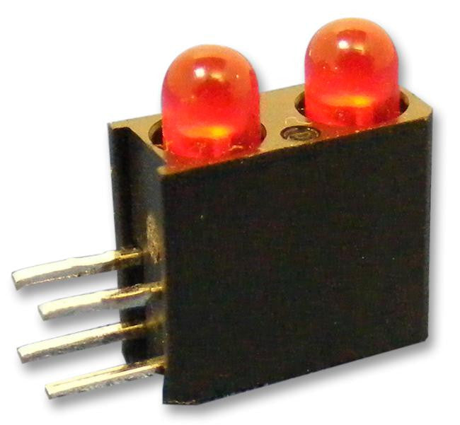 DIALIGHT 553-0111F Circuit Board Indicator, Red, 2 LEDs, Through Hole, T-1 (3mm), 10 mA, 10 mcd