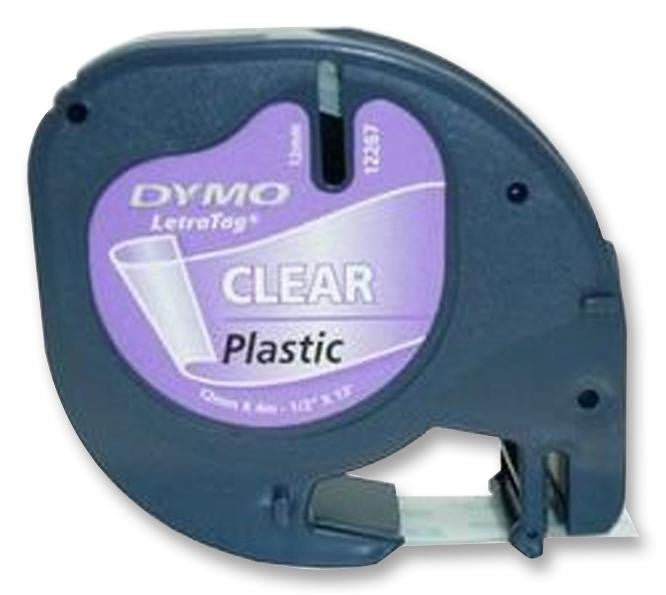 DYMO S0721530 Label Printer Tape, Plastic, Black on Transparent, 4 m