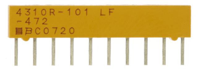 BOURNS 4306R-101-102LF Fixed Network Resistor, 1 kohm, 100 V, 5 Elements, Bussed, SIP, 200 mW