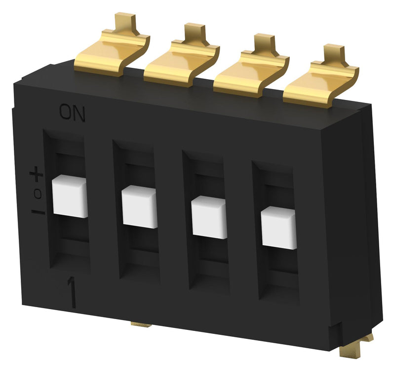 Alcoswitch - TE Connectivity TDS04SGRSTR04 DIP / SIP Switch Recessed Type 4 Circuits SP3T SMD TDS Series Sealed 24 V