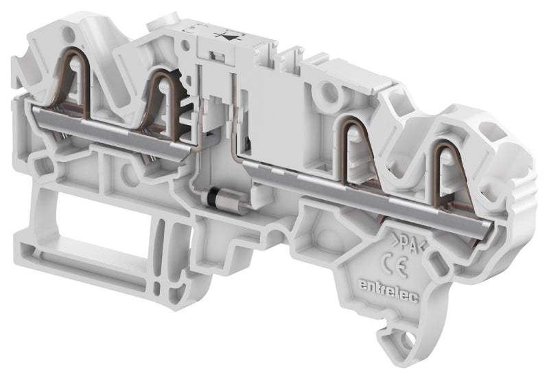 Entrelec - TE Connectivity 1SNK705711R0000 DIN Rail Mount Terminal Block 4 Ways 12 AWG 2.5 mm&sup2; Clamp 1 A