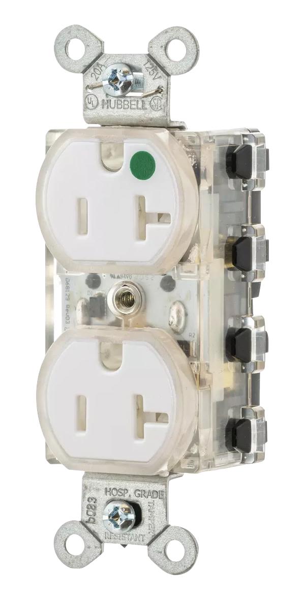 Hubbell Wiring Devices SNAP8300WLTR PWR CON Nema 5-20R Hospital Grade WHT New