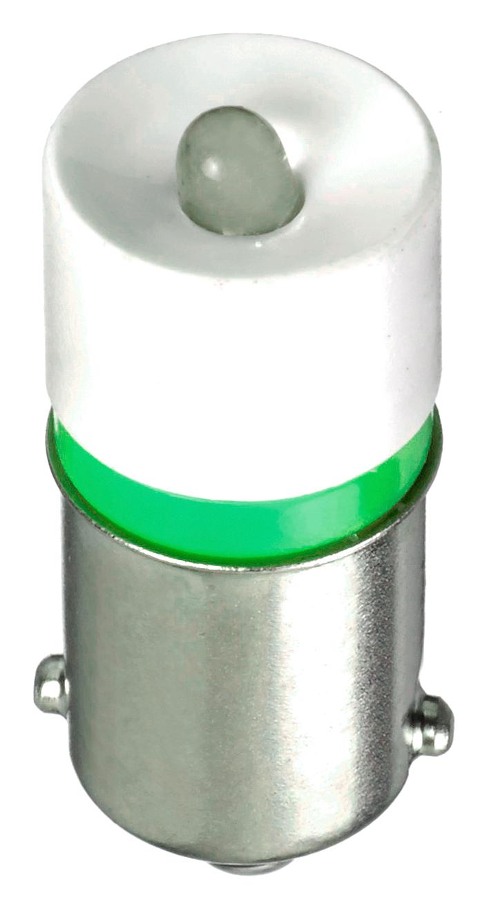 Apem BA9SG24A LED Replacement Lamp Miniature Bayonet / BA9S Green 1.61 cd