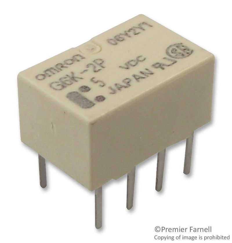 OMRON ELECTRONIC COMPONENTS G6K-2PY 5DC Signal Relay, DPDT, 5 VDC, 1 A, G6K Series, Through Hole, Non Latching