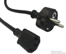 PRO POWER GW-151620 Mains Power Cord, CEE 7/7 Plug, IEC 60320 C13, 6.6 ft, 2 m, Black