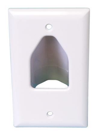 Datacomm Electronics 45-0001-WH Single Gang White Recessed Cable Pass Through Wall Plate