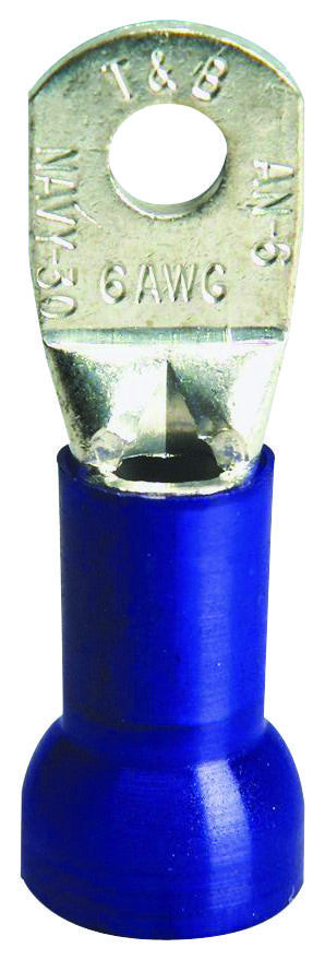 THOMAS & BETTS RE6-14 TERMINAL, RING TONGUE, 1/4IN, CRIMP BLUE