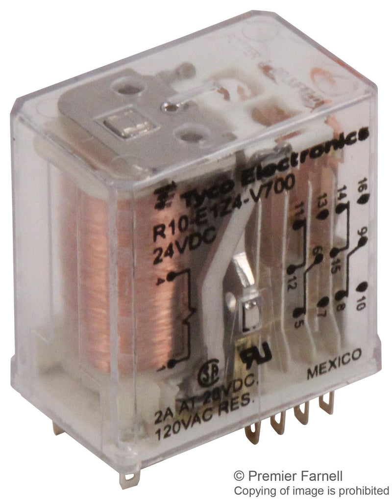 POTTER&BRUMFIELD - TE CONNECTIVITY R10-E1Z4-V700 RELAY, 4PDT, 120VAC, 28VDC, 3A