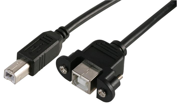 PRO Signal PSG91595 Computer Cable USB 2.0 B Plug Socket Panel Mount 11.8 " 0.3 m Black