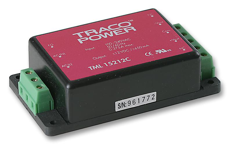 Traco Power TML 20512C TML 20512C AC/DC Enclosed Supply (PSU) ITE 3 Outputs 20 W 5 V 2.8 A 12