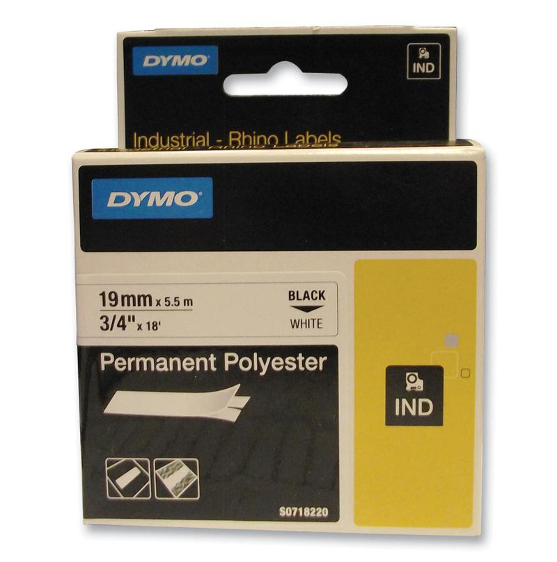 DYMO 18765-R1 TAPE, PERM, POLY, WHITE, 19MMX5.5M