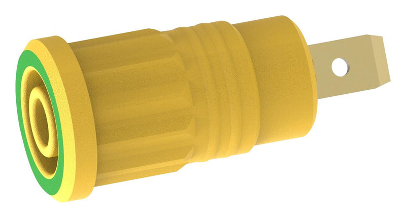 Tenma 72-14250 Banana Test Connector Jack Panel Mount 36 A 1 kV Gold Plated Contacts Green Yellow