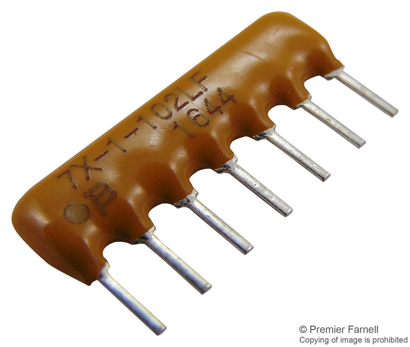 Bourns 4607X-101-332LF Fixed Network Resistor 3.3 Kohm 4600X Series 6 Elements Bussed SIP 7 Pins