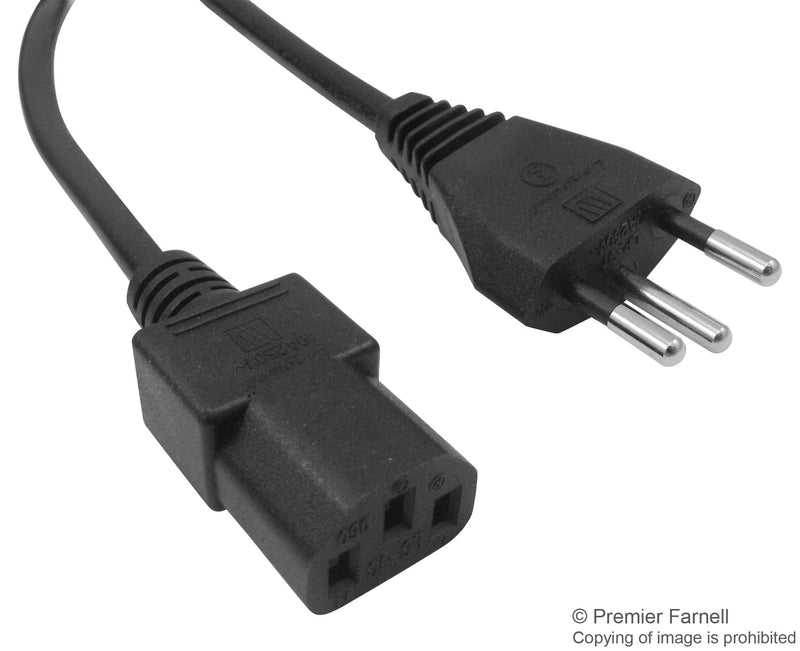 Multicomp PRO GW-151610 Mains Power Cord Plug Switzerland to IEC 60320 C13 2 m 10 A 250 VAC Black