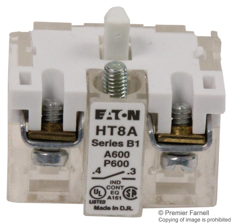 EATON CUTLER HAMMER HT8A CONTACT BLOCK, SPST-NO, SCREW