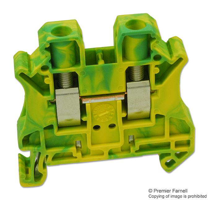 Phoenix Contact UT 6-PE DIN Rail Mount Terminal Block 2 Ways 24 AWG 8 6 mm&Acirc;&sup2; Screw 50 A