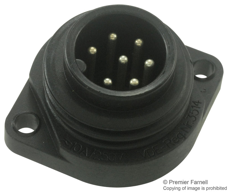 HIRSCHMANN CA6GS Circular Connector, 6+PE, CA Series, Panel Mount Plug, 7 Contacts, Solder Pin